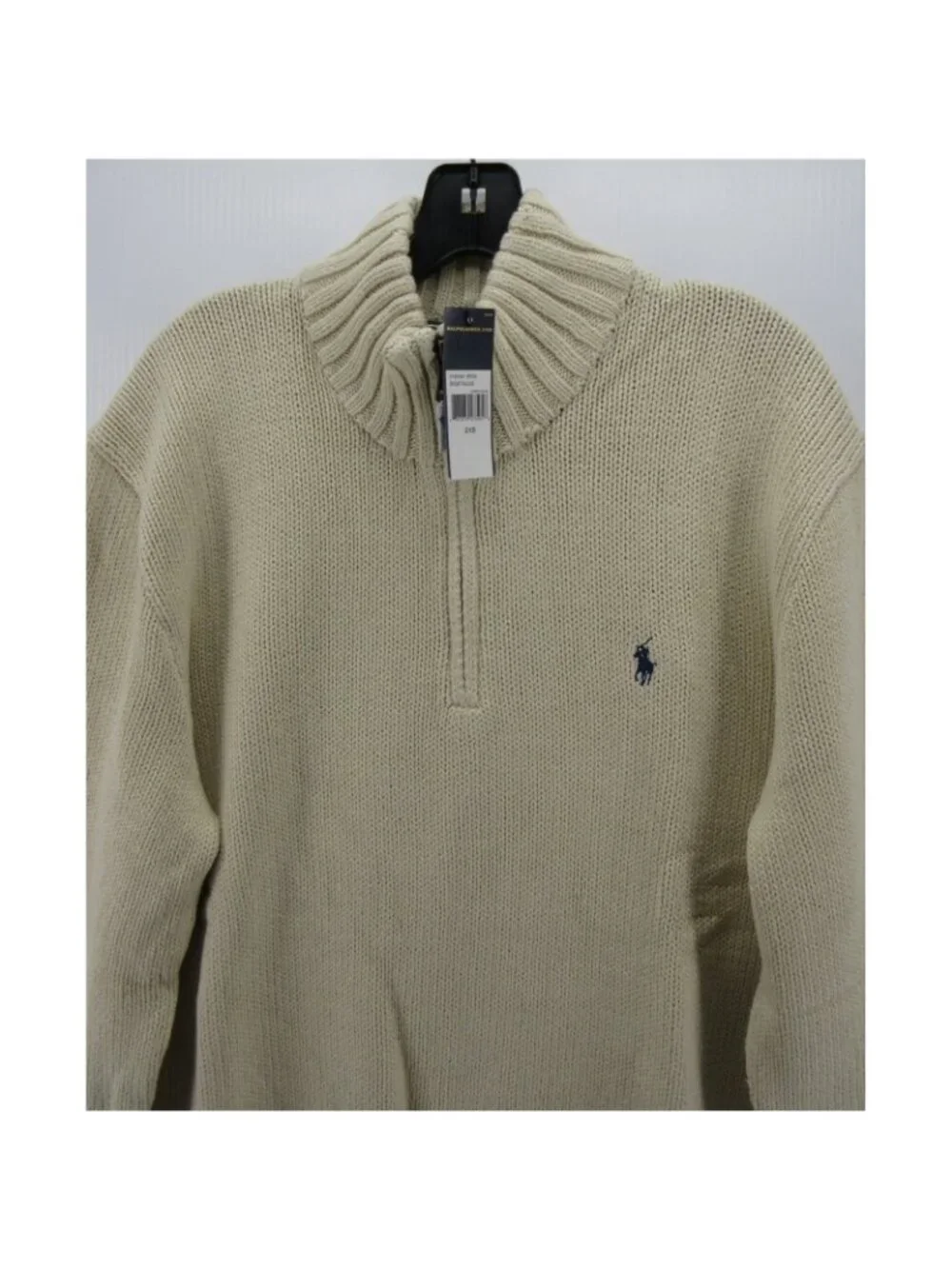 Polo Ralph Lauren Sweater 2XB Big Cream 1/4 Zip Pullover Chunky Knit
